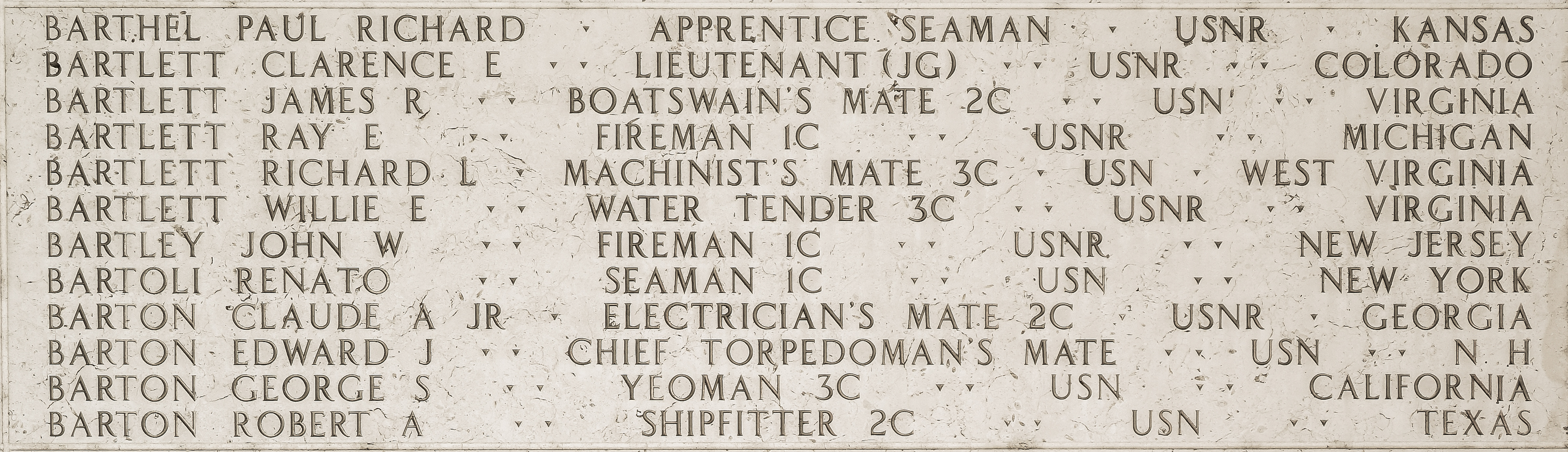 Robert A. Barton, Shipfitter Second Class
